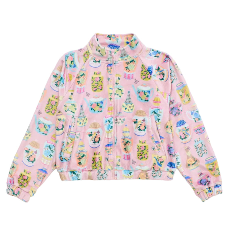maison mangostan porcelain velvet jacket pink