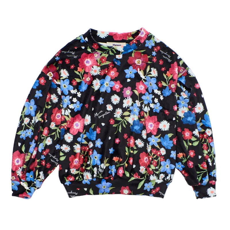 maison mangostan florecitas velour sweatshirt black