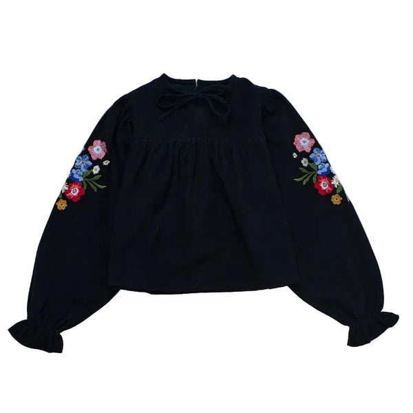 maison mangostan florecitas micro corduroy blouse black