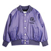 mini rodini soccerball chenille satin baseball jacket purple