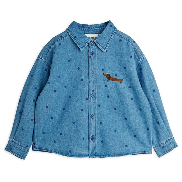 mini rodini lightweight denim dots aop shirt
