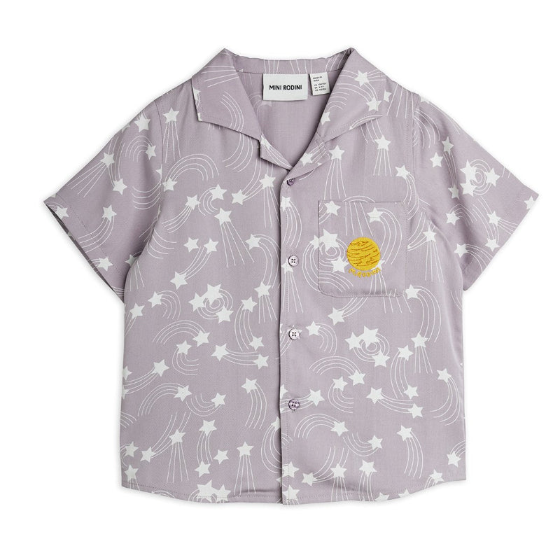mini rodini starfall aop woven shirt purple