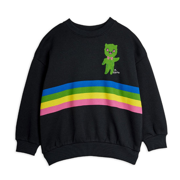 mini rodini alien stripe sweatshirt black