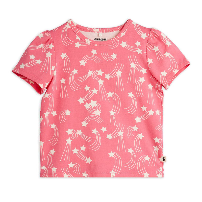 mini rodini starfall aop puff sleeve top pink