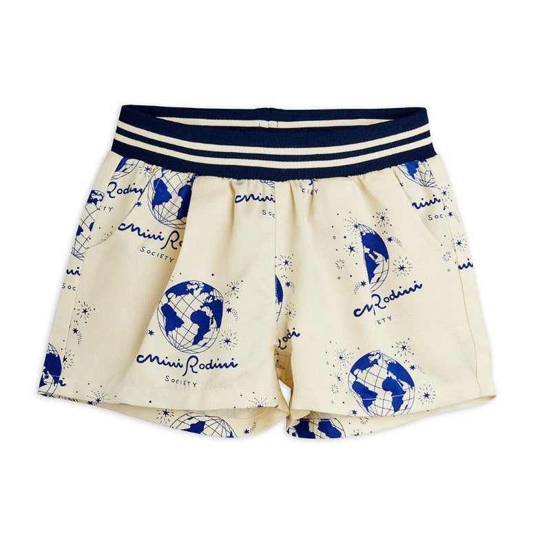 mini rodini society aop woven shorts white