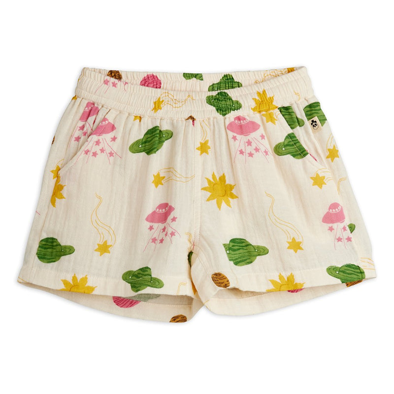 mini rodini space aop muslin shorts off white