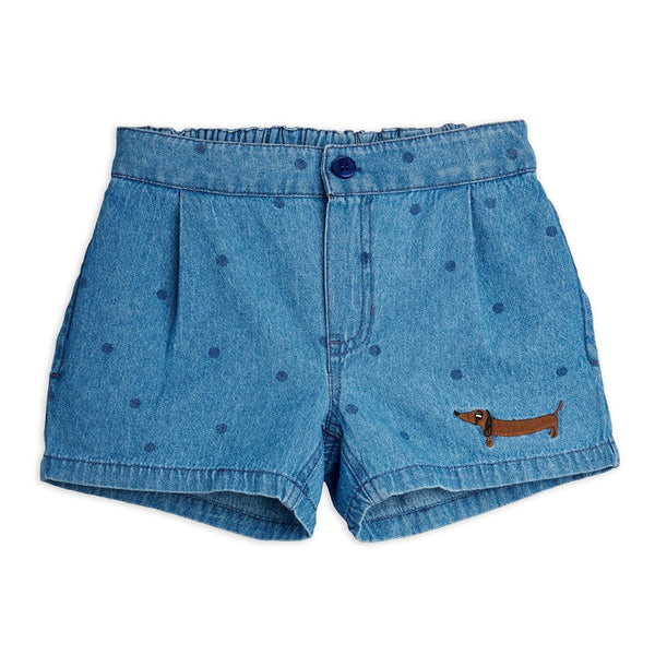 mini rodini lightweight denim dots aop shorts blue