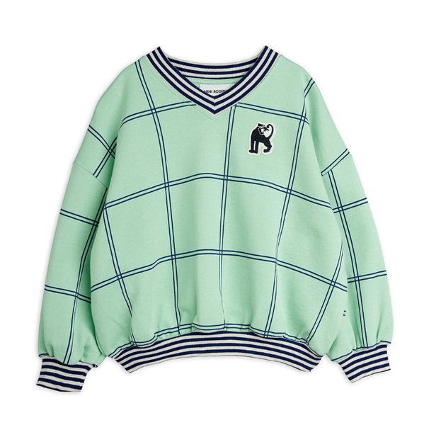 mini rodini check aop panther patch sweatshirt green