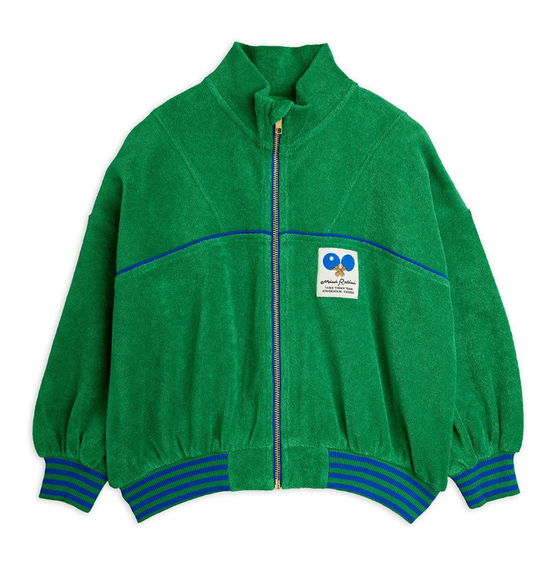 mini rodini table tennis patch terry cardigan green
