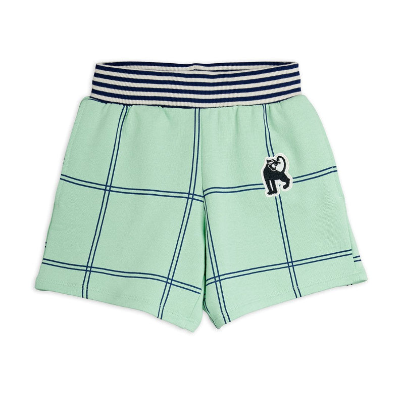 mini rodini check aop panther patch sweatshorts green
