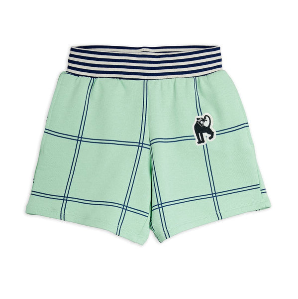 mini rodini check aop panther patch sweatshorts green