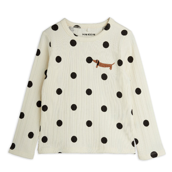 mini rodini dots aop dog long sleeve tee off-white