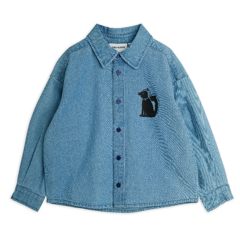 mini rodini denim skunk sp long sleeve shirt blue