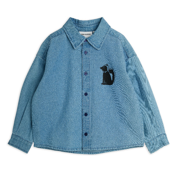 mini rodini denim skunk sp long sleeve shirt blue