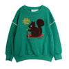 mini rodini skiing squirrel chenille sweatshirt green
