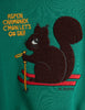 mini rodini skiing squirrel chenille sweatshirt green