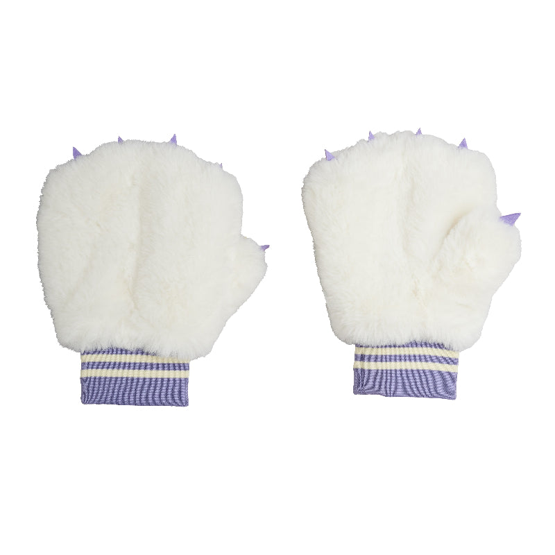 mini rodini faux fur mittens off-white