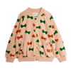 mini rodini bows aop velour baseball cardigan pink