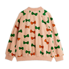 mini rodini bows aop velour baseball cardigan pink