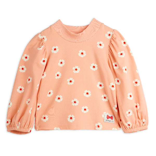 mini rodini flowers aop balloon sleeve top pink