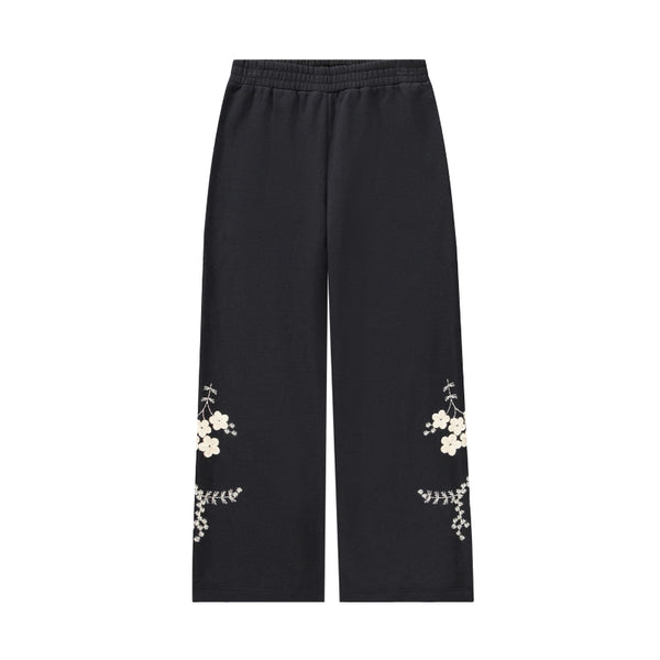 molo black pants with floral embroidery 