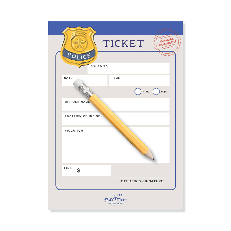 police ticket play notepad