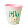 melamine small kids cups set pink farm prints