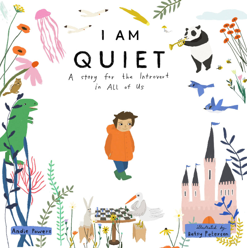 Book cover of 'I Am Quiet' with illustrations of a boy, animals, and nature.