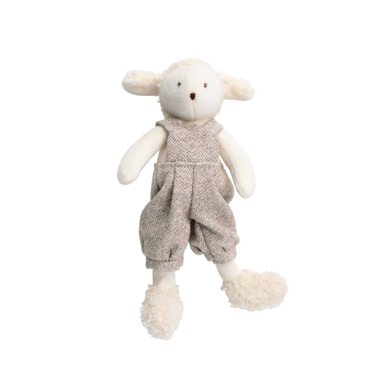 Stuffed toy sheep wearing a knitted outfit 