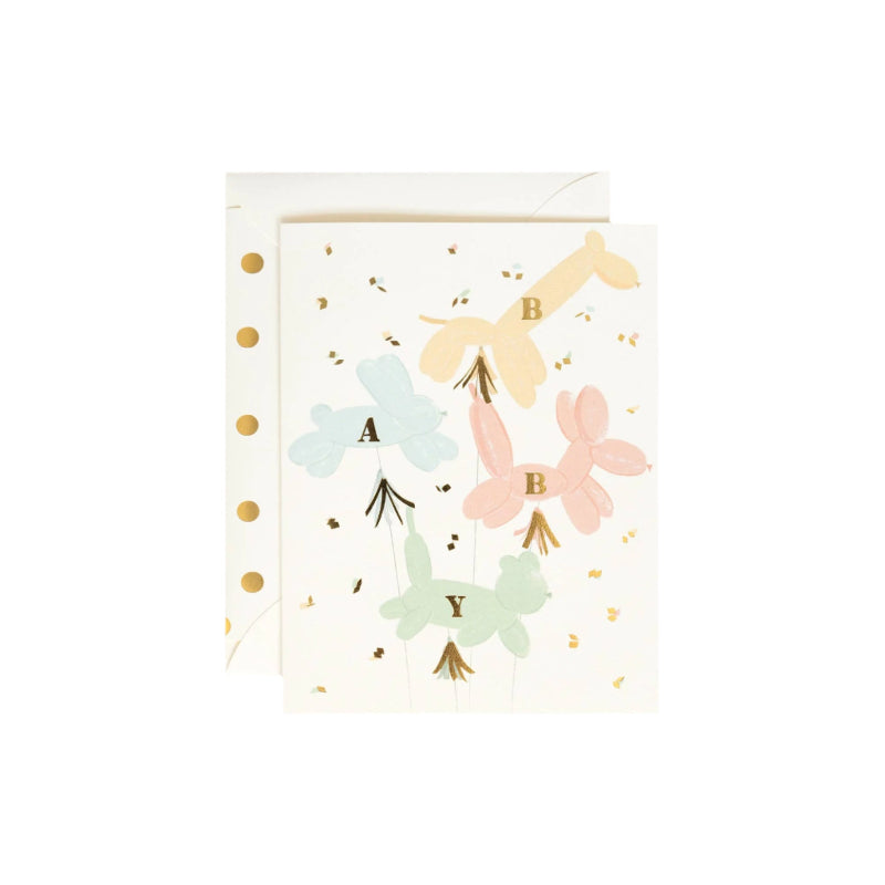 animal balloons baby greeting card