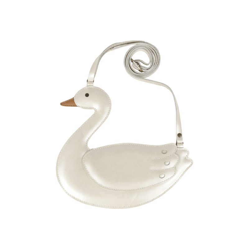 donsje swan purse off-white metallic