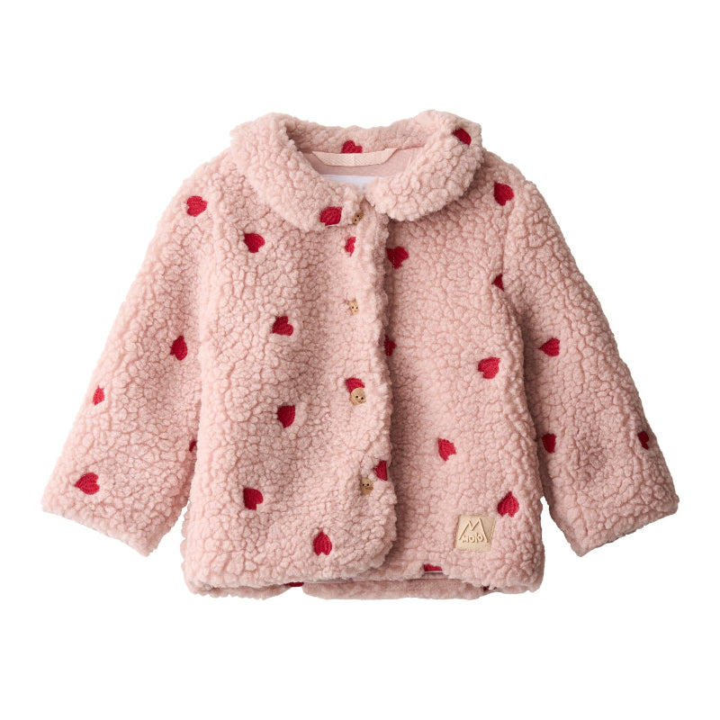 molo ursula fleece baby jacket red hearts