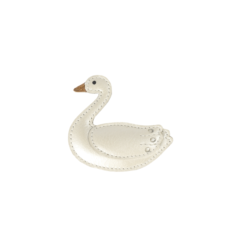 donsje swan hair clip off-white metallic
