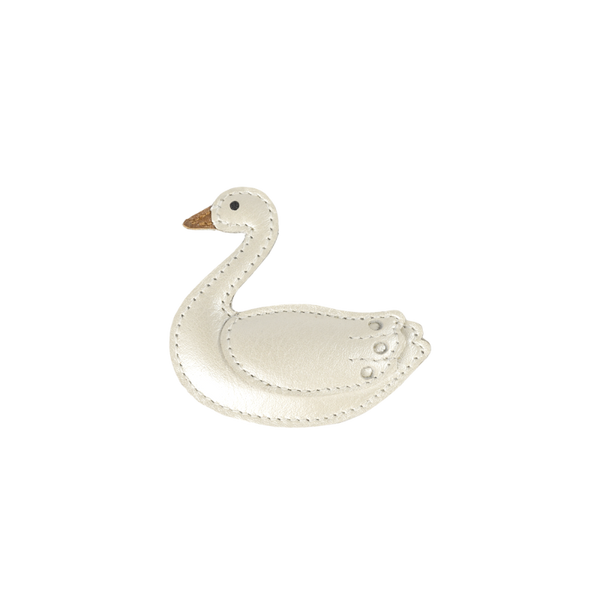 donsje swan hair clip off-white metallic