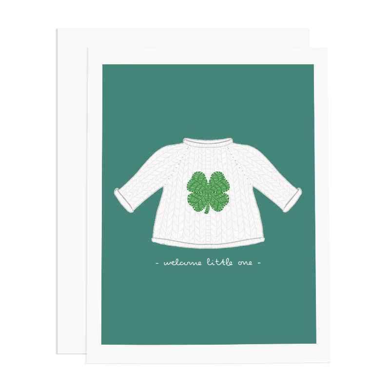 lucky baby sweater greeting card
