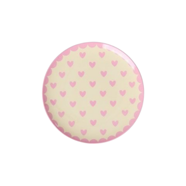 melamine small plate hearts print