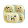 rice melamine kids 4 section plate fun fair mint print