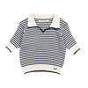 the new society azalea knit polo midnight stripes