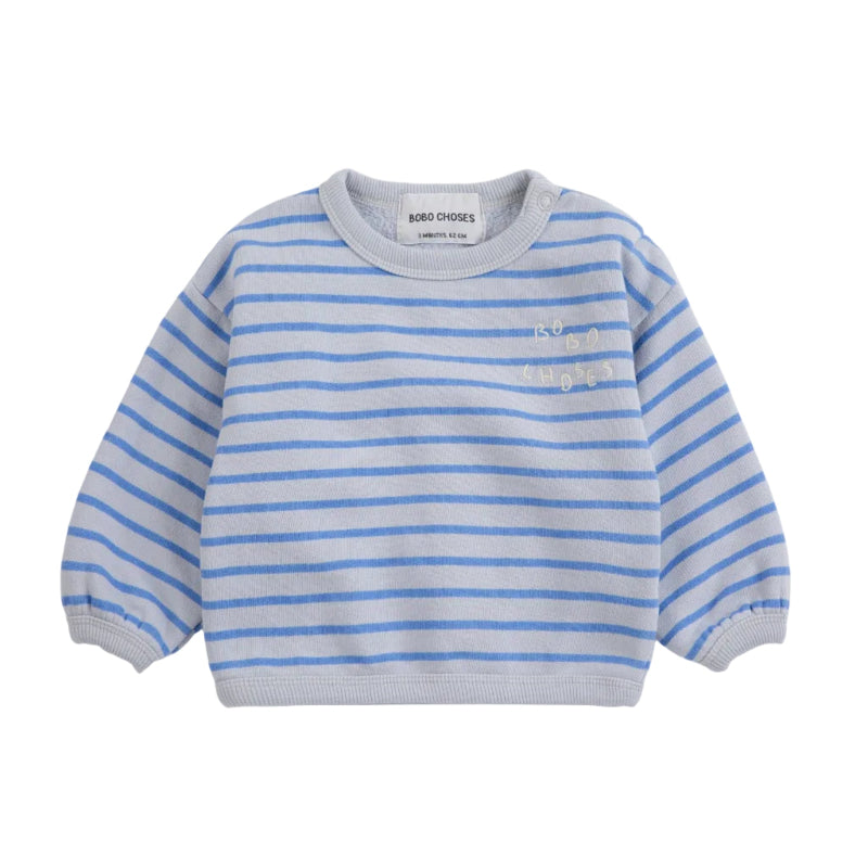 bobo choses stripes baby sweatshirt light heather grey