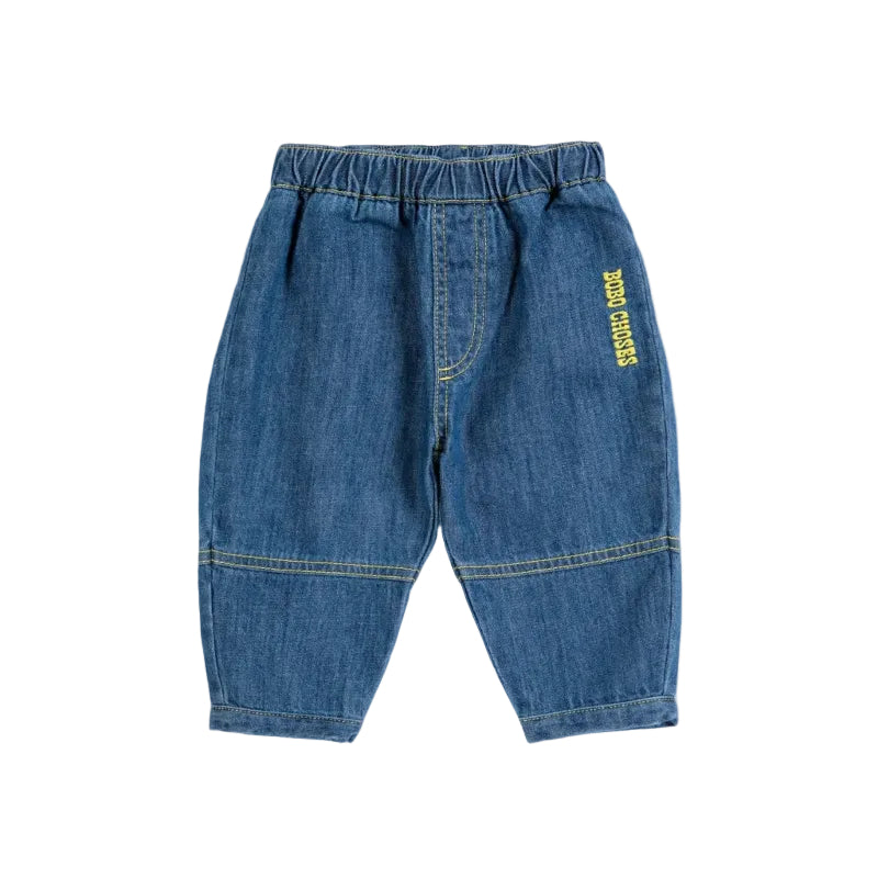 bobo choses taxi saurus tag denim baby pants midnight blue