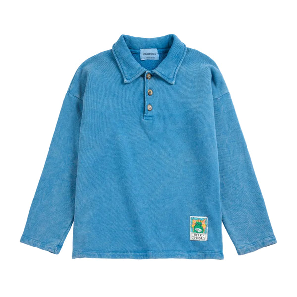 bobo choses beast tag polo sweatshirt light blue