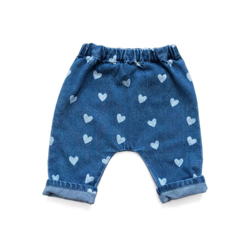 louis louise denim heart baby trousers blue