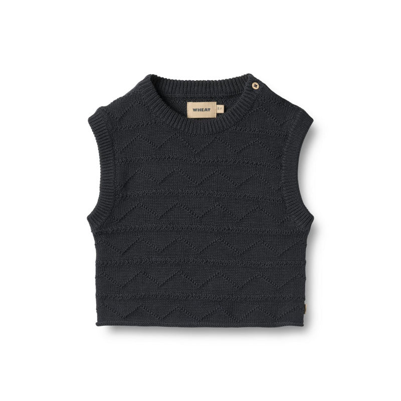 wheat bobby knit baby vest navy