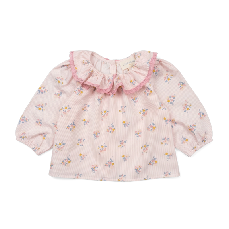 louis louise lissou stripe bouqet baby blouse pink