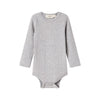 Gray baby bodysuit with long sleeves marmar copenhagen long sleeve baby body light grey melange