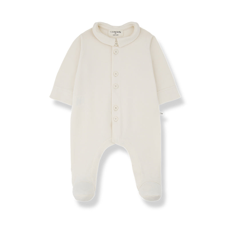 1+ in the family noah baby footed jumpsuit ecru