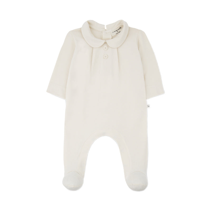 1+ in the family eliah baby footed jumpsuit ecru