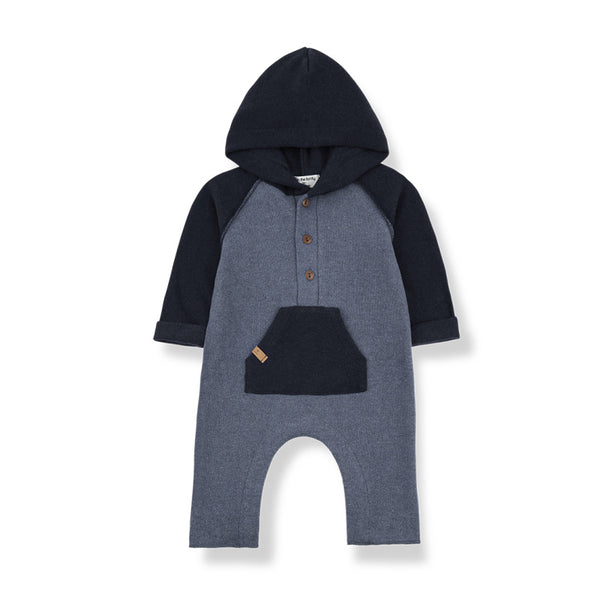 1+ in the family ludvig baby hooded jumpsuit denim