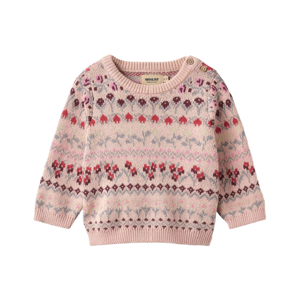 wheat mikmak baby sweater rose