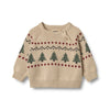 wheat jacquard balou baby sweater warm sand